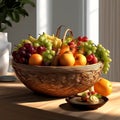 Bountiful Fruit Basket: A Colorful Cornucopia of Nature\'s Sweet Gifts. Royalty Free Stock Photo