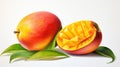 Fresh and Juicy Mango on Pure White Background - Vibrant Tropical Fruit Stock Photo. Royalty Free Stock Photo