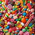Colorful Candy Assortment: Jellybeans, Gumdrops, and Jelly Candies Background