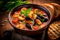 Zuppa di Pesce - Italian fish and seafood stew with tomatoes and herbs