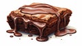 Hyper-Realistic Chocolate Brownie: Gouache, Watercolors, Glazed Surfaces, Isolated on White.