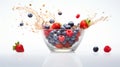 Delicious Muesli Bowl with Fresh Berries - Healthy Breakfast Concept on White Background.