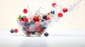 Delicious Muesli Bowl with Fresh Berries - Healthy Breakfast Concept on White Background. Royalty Free Stock Photo