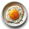 Fried Egg, Isolated on a Transparent Background, Fresh Organic Food and Culinary Photo, Top Down View