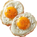 Two Fried Eggs, Isolated on a Transparent Background, Fresh Organic Food and Culinary Photo, Top Down View