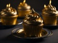 Golden Cupcakes with Luscious Creams and Frostings - Generative AI