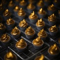 Golden Cupcakes with Luscious Creams and Frostings - Generative AI