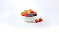 Fresh and Vibrant Bowl of Assorted Fruits - Colorful Healthy Eating Concept on White Background