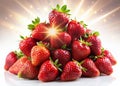 Freshly Picked Strawberries A Vibrant Pile of Juicy Berries Against a Pristine White Background Perfect for Food