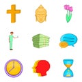 Indulgence icons set, cartoon style Royalty Free Stock Photo