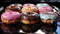 Indulgence in sweet, unhealthy, homemade dessert chocolate donut temptation generated by AI Royalty Free Stock Photo