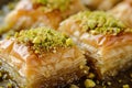 Indulgent Baklava pistachio. Generate Ai Royalty Free Stock Photo
