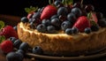 Indulgent berry cheesecake, fresh and gourmet slice generated by AI