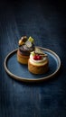 Indulgent bite sized desserts, featuring exquisite chocolate and cake trio Royalty Free Stock Photo