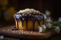 Indulgent Boston Cream Pie Cupcake Royalty Free Stock Photo