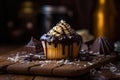 Indulgent Boston Cream Pie Cupcake Royalty Free Stock Photo