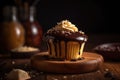 Indulgent Boston Cream Pie Cupcake Royalty Free Stock Photo