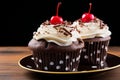 Indulgent chocolate cupcake, a sweet delight with a red cherry