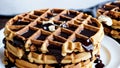 Indulgent Delight Chocolate Chip Waffles for National Waffle Day.AI Generated