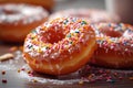 Indulgent delight Closeup of a delectable, sweet glazed donut