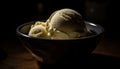 Indulgent dessert bowl: frozen sweetness, gourmet elegance generated by AI