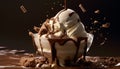 Indulgent dessert dark chocolate ice cream with whipped cream generated by AI Royalty Free Stock Photo