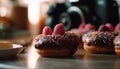 Indulgent dessert plate with colorful sweet treats generated by AI Royalty Free Stock Photo