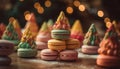 Indulgent French macarons, a sweet gourmet delight generated by AI