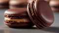 Indulgent French macaroons stacked high on plate generated by AI