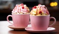 Indulgent gourmet dessert chocolate cupcake with whipped cream and raspberry generated by AI Royalty Free Stock Photo