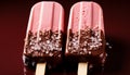 Indulgent gourmet dessert chocolate dipped strawberry on a creamy marshmallow generated by AI Royalty Free Stock Photo