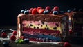 Indulgent gourmet dessert with fresh berry and chocolate decoration generated by AI