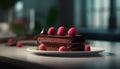 Indulgent gourmet dessert plate with fresh berry and chocolate mousse generated by AI