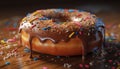 Indulgent gourmet donut with chocolate icing and fresh strawberry decoration generated by AI Royalty Free Stock Photo