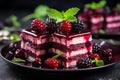 Indulgent homemade berry dessert with velvety chocolate and exquisite decorative embellishments