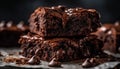 Indulgent homemade brownie stack with dark chocolate and hazelnut generated by AI