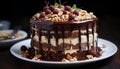 Indulgent homemade chocolate cake, a sweet celebration generated by AI