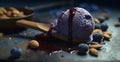 Indulgent homemade chocolate ice cream with fresh blueberries and almonds generated by AI Royalty Free Stock Photo
