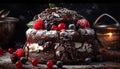 Indulgent homemade dark chocolate berry dessert temptation generated by AI Royalty Free Stock Photo