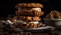 Indulgent homemade gourmet chocolate cookie stack generated by AI