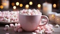 Indulgent hot chocolate warms hearts on cozy winter nights generated by AI