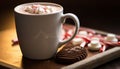 Indulgent hot chocolate warms winter with sweet marshmallow delight generated by AI