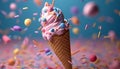 Indulgent ice cream cone brings joy to summer celebration generated by AI