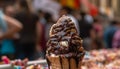 Indulgent ice cream cone brings summer joy generated by AI