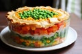 Indulgent Layered vegetable pie. Generate Ai