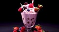 Indulgent milkshakes desserts sweet chocolate berry fruits background