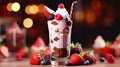 Indulgent milkshakes desserts sweet chocolate berry fruits background