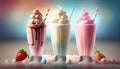 Indulgent milkshakes desserts sweet chocolate, berry fruits, creamy refreshment , generative AI