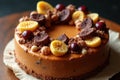 Indulgent Praline Cake with Decadent Garnishes Royalty Free Stock Photo