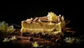 Indulgent slice of dark chocolate fudge brownie generated by AI
